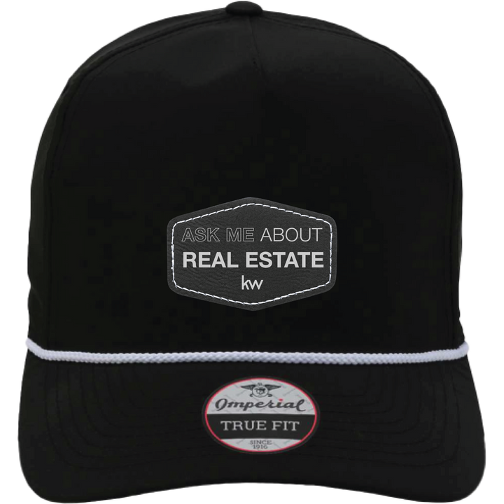 Ask Me About Real Estate Hat - Black Leather Patch