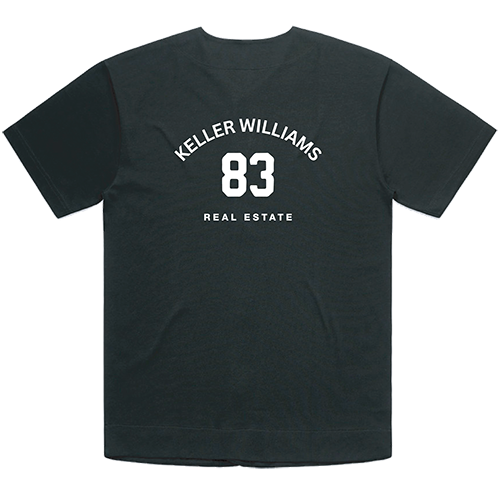 Black t-shirt with Keller Williams Real Estate logo on the back
