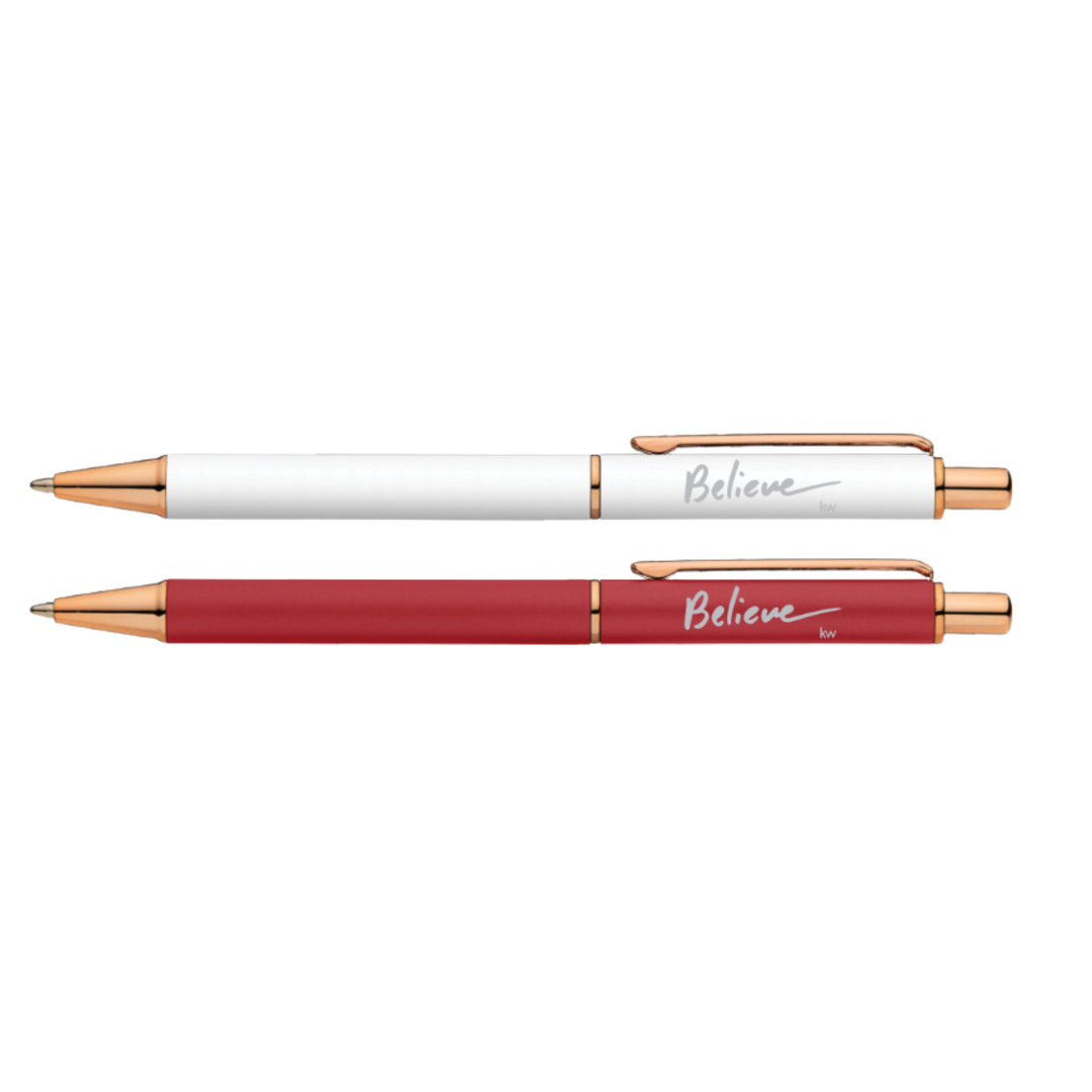 White or Red Believe Rose Gold Pens