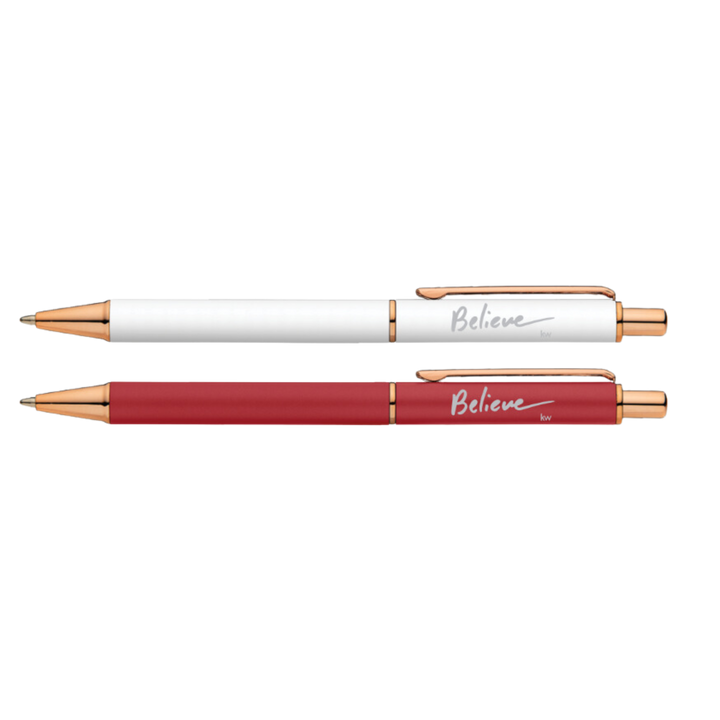 White or Red Believe Rose Gold Pens