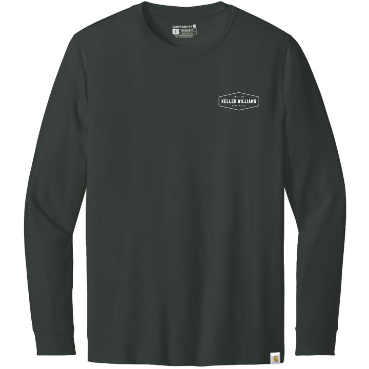 Black long-sleeve shirt with a Keller Williams logo on the chest against a white background