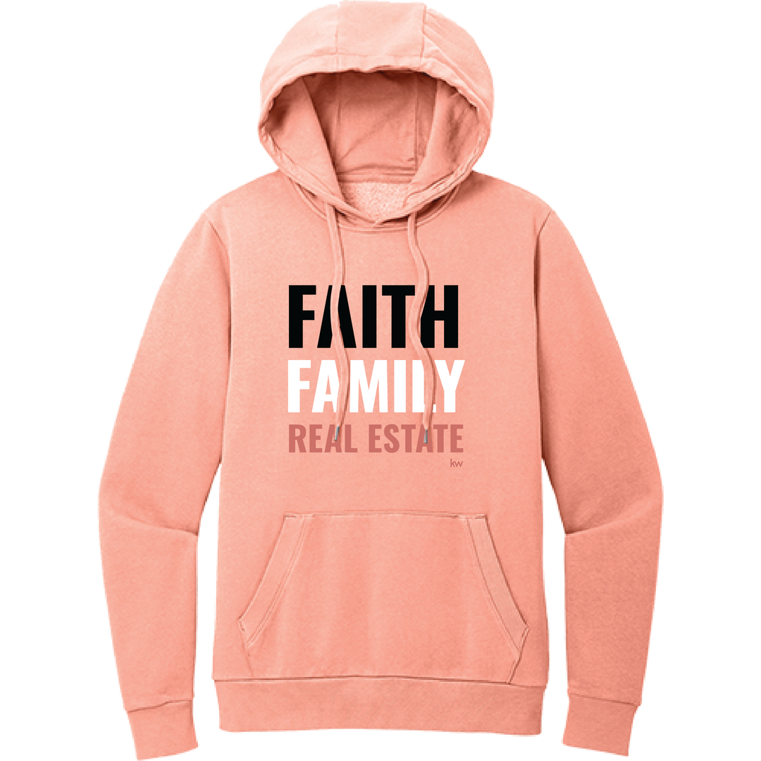 Pink Faith. Family. Real Estate. Pullover Hoodie