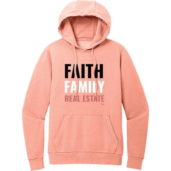 Pink Faith. Family. Real Estate. Pullover Hoodie