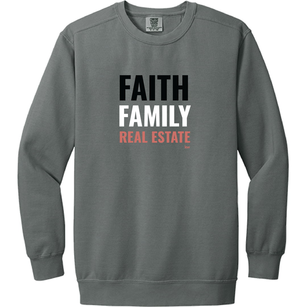 Faith. Family. Real Estate Crewneck Sweatshirt Grey