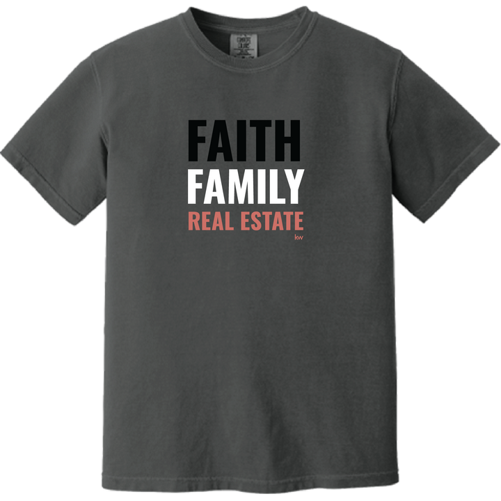 graphite Faith. Family. Real Estate T-Shirt