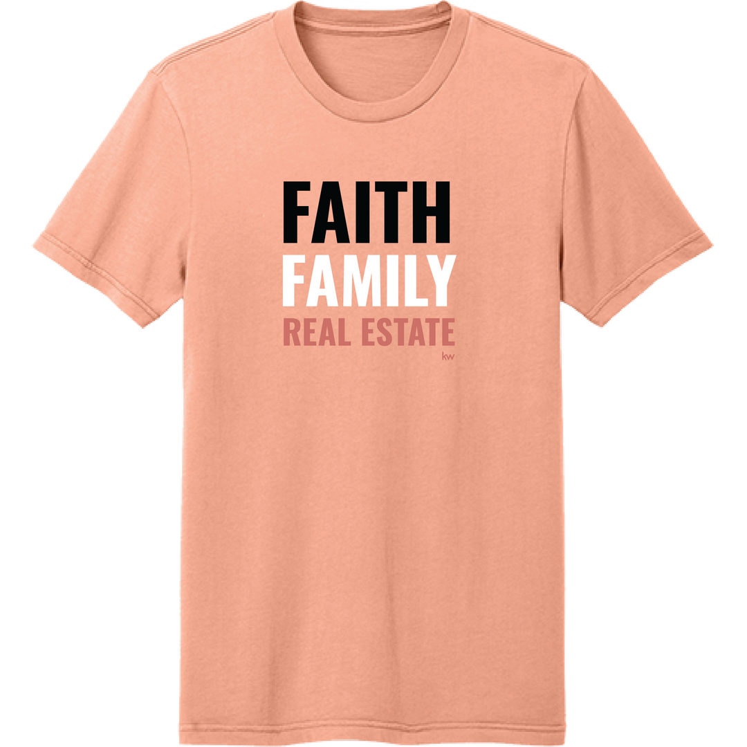 cactus rose Faith. Family. Real Estate T-Shirt