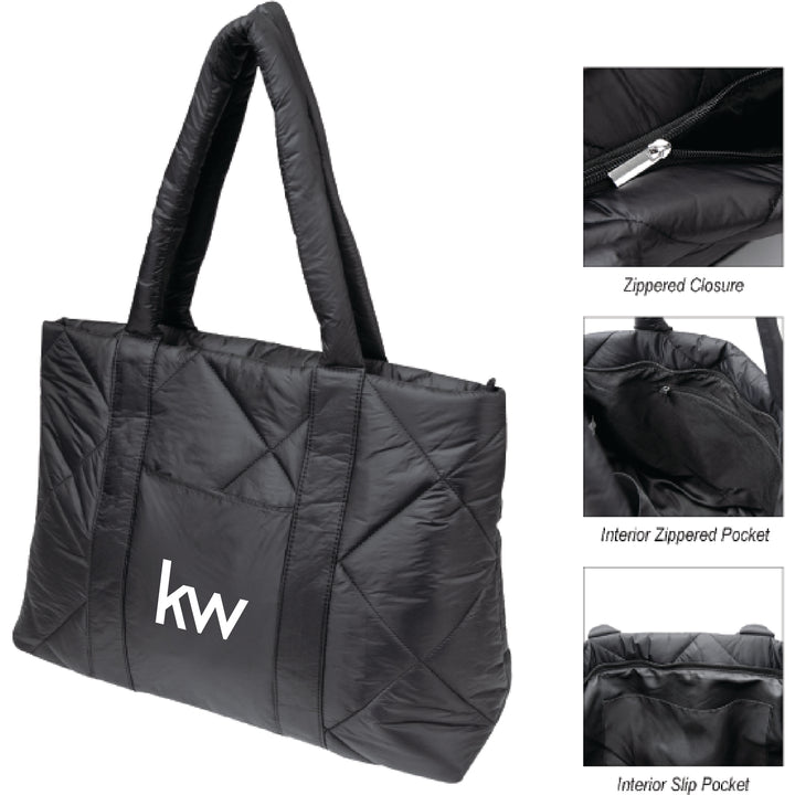 KW Luxe Quilted Puffer Tote Bag