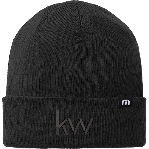 Black KW TravisMathew Solid Cuffed Beanie