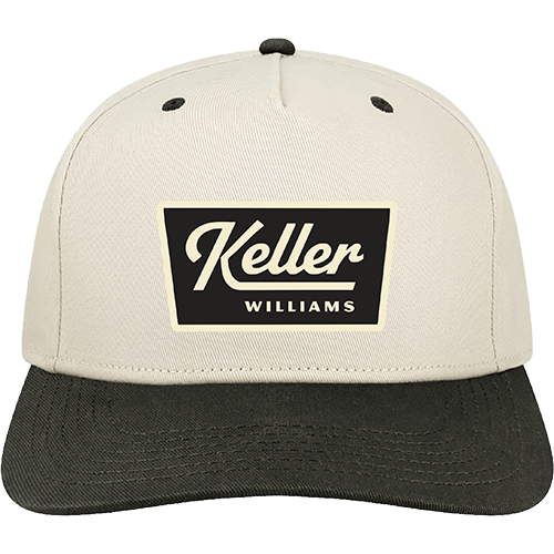 White and black cap with Keller Williams logo on a white background