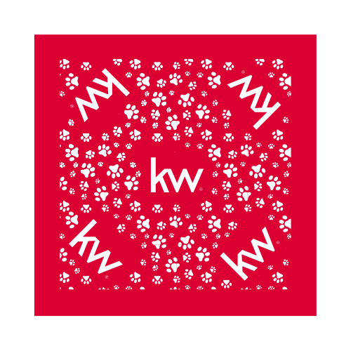 red KW dog bandana paw prints