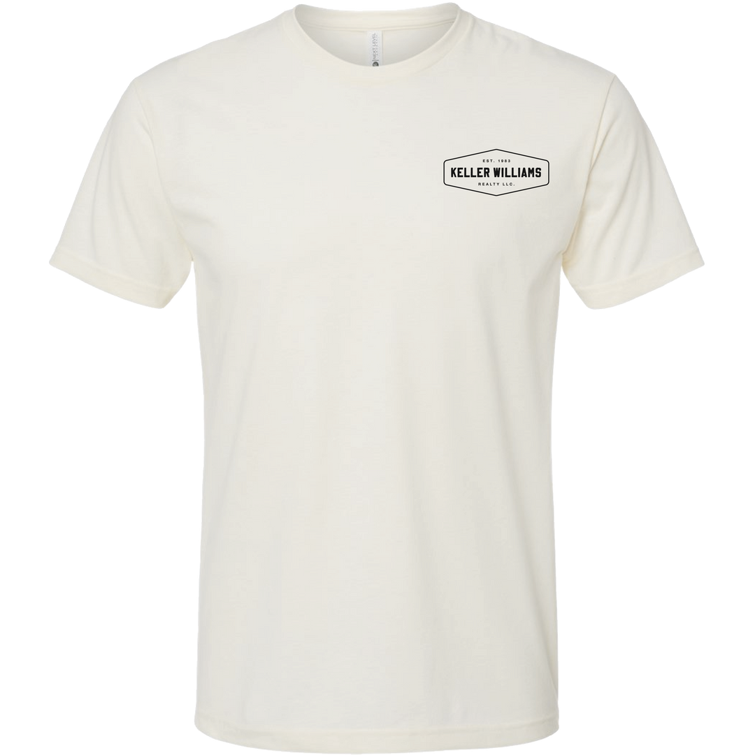 White t-shirt with Keller Williams logo on a white background