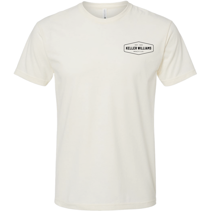 White t-shirt with Keller Williams logo on a white background
