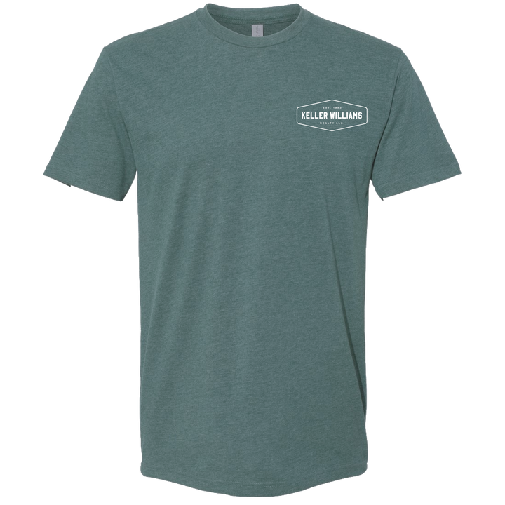 Green t-shirt with Keller Williams logo on a white background