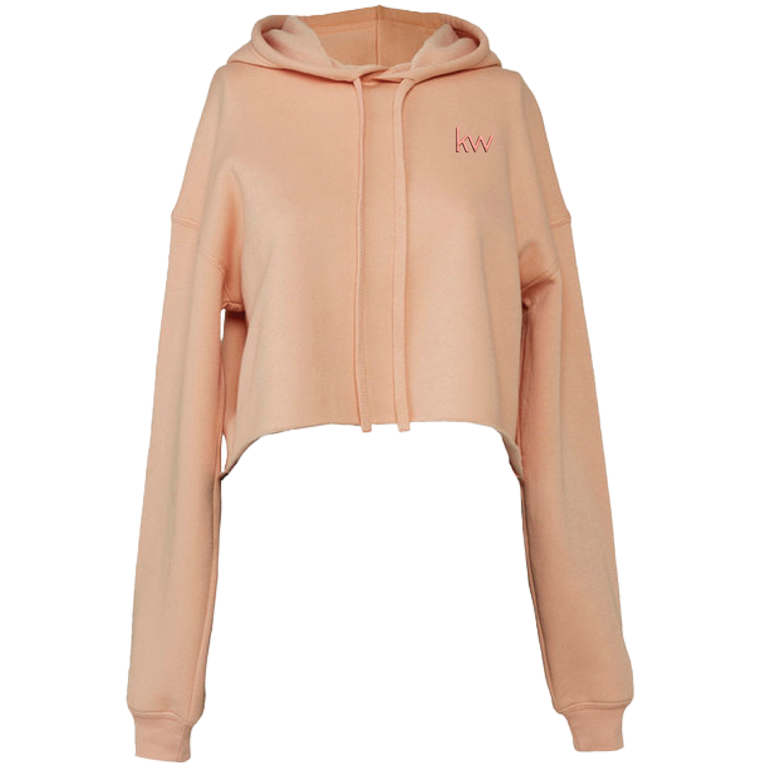 Women's Cropped Fleece Hoodie Peach KW