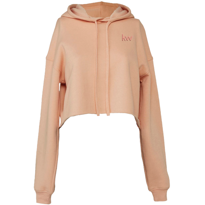 Women's Cropped Fleece Hoodie Peach KW