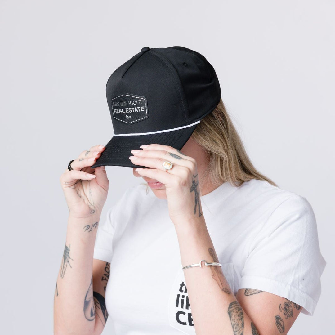 Ask Me About Real Estate Hat - Black Leather Patch