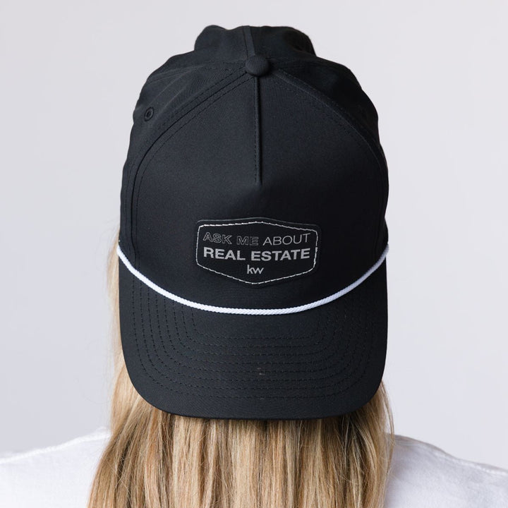 Ask Me About Real Estate Hat - Black Leather Patch