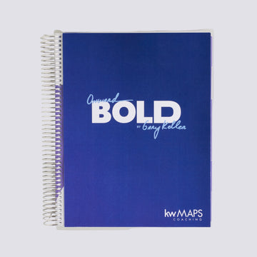 Blue notebook with 'BOLD' and 'kwMAPS' branding on a white background